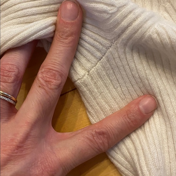 NAADAM Women's Ribbed Cream V-Neck Cardigan - Picture 6 of 6